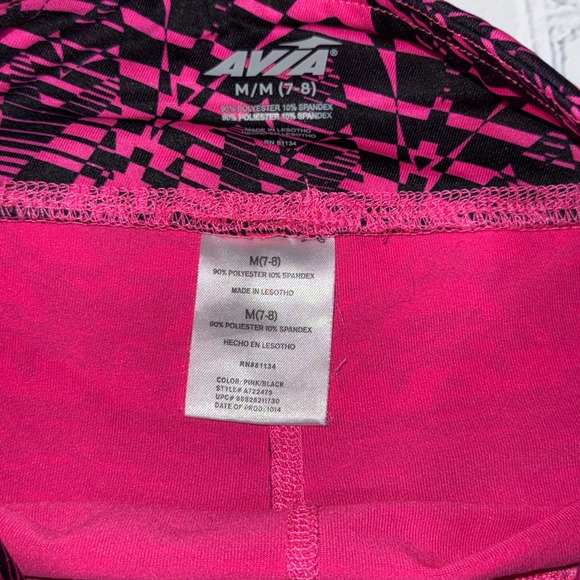Avia Kids Active Capri Leggings M(7-8) Pink Black Geometric Pattern - Picture 3 of 3